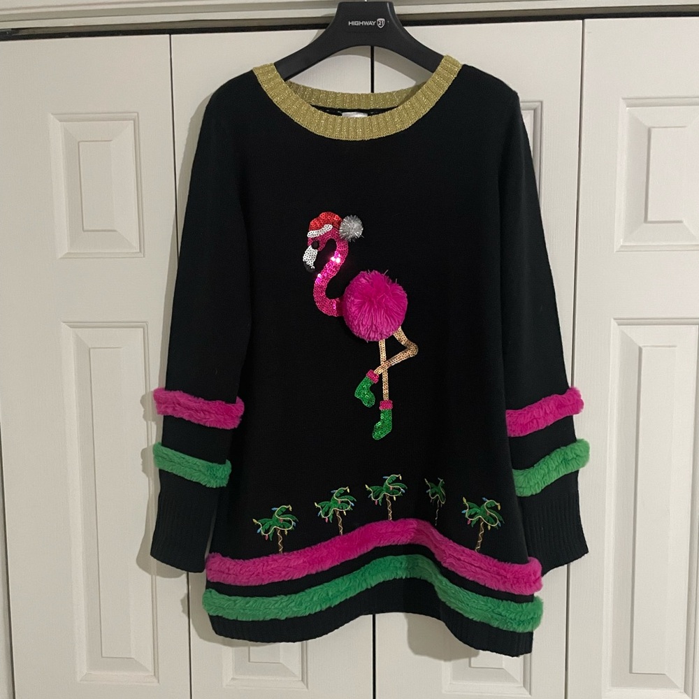 Women’s Flamingo Christmas Sweater Sz XXL - Picture 10 of 12